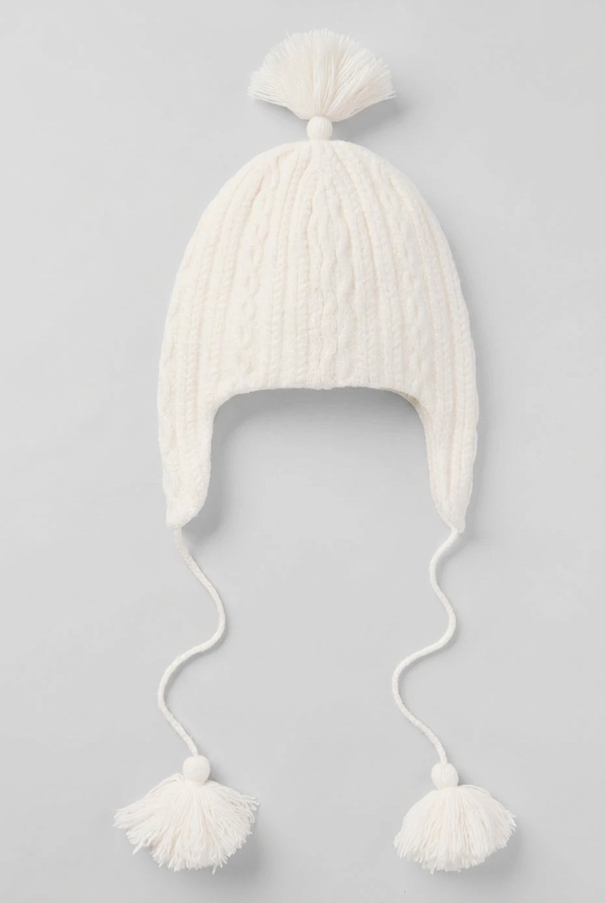 Bonnet Cache-Oreilles En Maille Torsadée Winter Bliss - Ivory