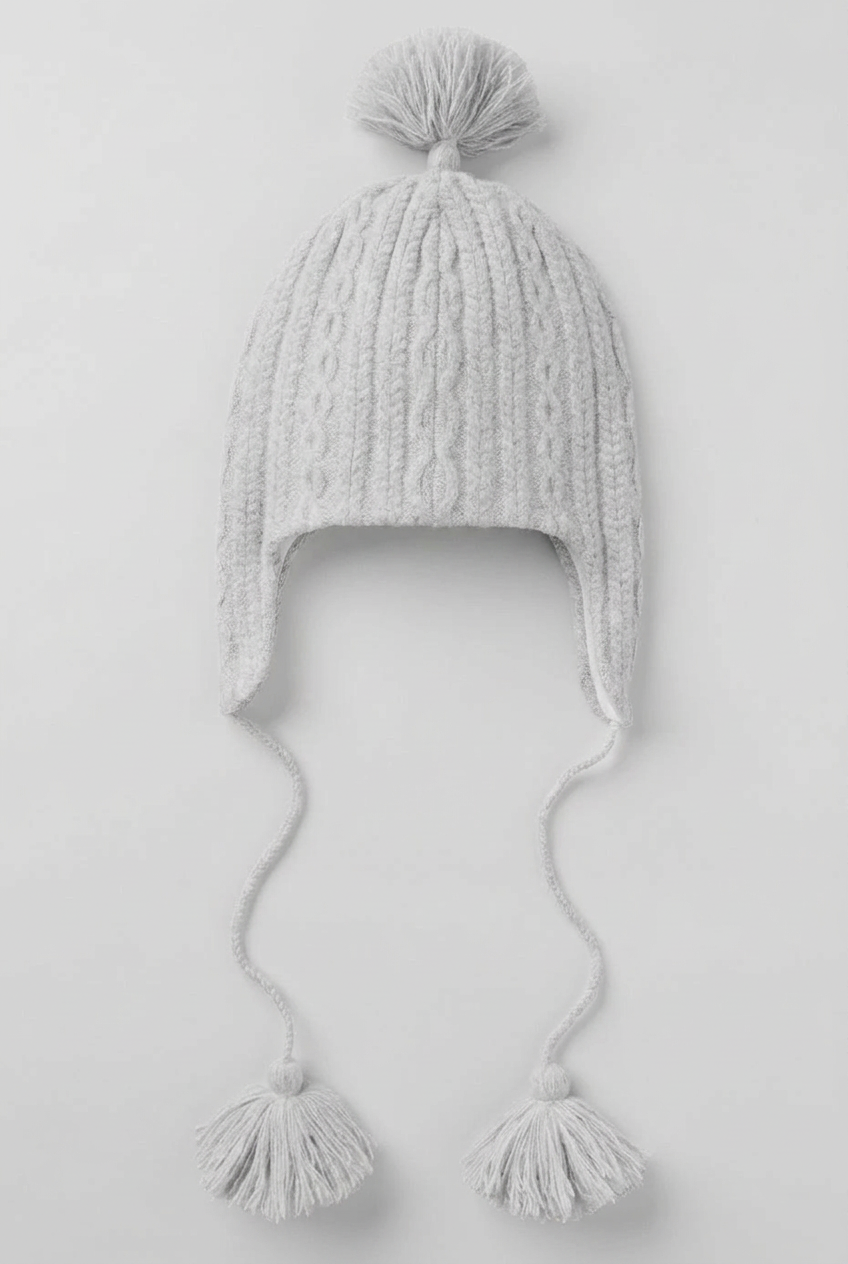 Bonnet Cache-Oreilles En Maille Torsadée Winter Bliss - Athletic Heather Grey