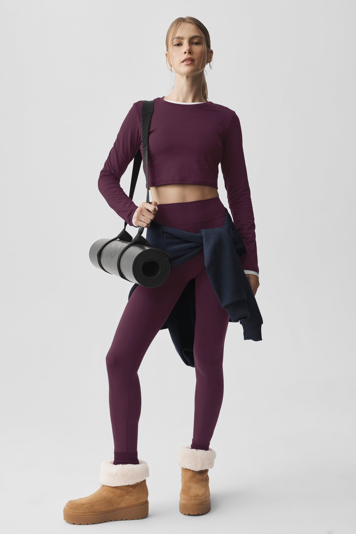 Alosoft Crop Finesse Long Sleeve - Rich Bordeaux