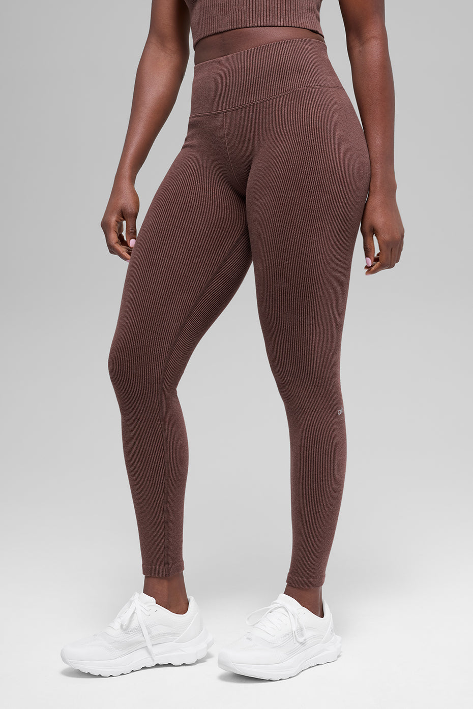 Legging Côtelé Taille Haute Sans Coutures Two Tone - Brownstone Heather